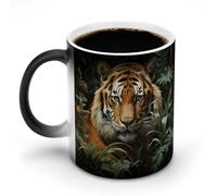 ERSTSNCK Jungle Tiger Color Changing Mug 11 Oz Heat Changing Coffee Mugs Funny Magic Cup Heat Sensitive Ceramics Mug Novelty Coffee Cups Personalized Customized Gift Idea for Men & Women