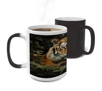 ERSTSNCK Jungle Tiger Color Changing Mug Heat Changing Coffee Mug Funny Magic Cup Heat Sensitive Travel Mugs Novelty Coffee Cups Personalized Customized Gift for Men Women 11 Oz
