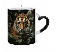 ERSTSNCK Jungle Tiger Color Changing Mug Heat Changing Coffee Mugs Funny Magic Cup Heat Sensitive Travel Mug Novelty Coffee Cups Personalized Customized Gift Idea for Men & Women 11 Oz