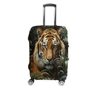 ERSTSNCK Jungle Tiger Luggage Suitcase Covers Elastic Washable Cute Luggage Protector Travel Suitcase Protective Cover For Adult (Fit 19-32 Inch Luggages) X-Large, white, L, Jungle Tiger