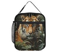 ERSTSNCK Jungle Tiger Lunch Bag for Adults Reusable Insulated Lunchbox Leakproof Small Lunch Box Tote for Men & Women Portable Food Cooler Bag for Work, Office, Picnics