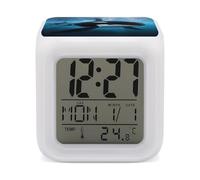ERSTSNCK Killer Whale Night Light Alarm Clock LED Display Alarms for Bedroom Smart Digital Alarm Clock Wtih 7 Colorful Ambient Lights Sleep Timer for Heavy Sleepers Simple Operation