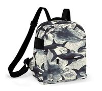 ERSTSNCK Killer Whale Small Backpack for Women Mini Backpack Purse Travel Fashion Roomy Shoulder Handbag