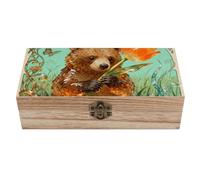 ERSTSNCK Kinkajou Tulip Wooden Storage Box Elegant Retro Jewelry Box with Hinged Lid Decorative Keepsake Boxes Decor Handmade Organizer Boxes for Wedding, Party, Gift, Diy Craft, Home Decor