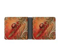 ERSTSNCK Ladybug Bottlebrush Spike Wallet for Men Bifold Rfid Blocking Slim Money Clip Front Pocket Wallet Card Holder