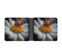ERSTSNCK Ladybug Daisy Wallet for Men Bifold Rfid Blocking Slim Money Clip Front Pocket Wallet Card Holder