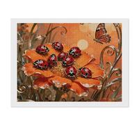 ERSTSNCK Ladybug Marigold Bloom Diamond Painting Kits for Adults 12"x16" 5D Diamond Art Kits for Beginners DIY Full Drill Round Diamonds Gem Art Crafts Painting for Home Wall Decor