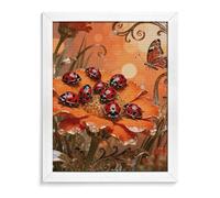 ERSTSNCK Ladybug Marigold Bloom Diamond Painting Kits for Adults White Wood 40 * 50cm 5D Diamond Art Kits for Beginners Large DIY Full Drill Round Diamonds Gem Art Crafts Painting for Home Wall Decor