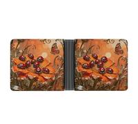 ERSTSNCK Ladybug Marigold Bloom Wallet for Men Bifold Rfid Blocking Slim Money Clip Front Pocket Wallet Card Holder