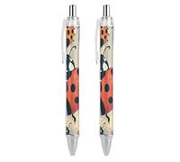 ERSTSNCK Ladybugs Pattern Infinite Speckled Black Ballpoint Pens Fine Point (0.5mm) Black Ink Pen Retractable Ball Point Pens with Comfortable Full Grip for Journaling, And Office Writing Ideal 2 PCS