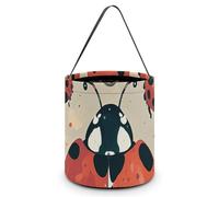 ERSTSNCK Ladybugs Pattern Infinite Speckled Halloween Candy Buckets Reusable Tote Candy Bag - Trick Or Treat Goody Bag with Handles
