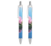 ERSTSNCK Lake Floating Black Ballpoint Pens Fine Point (0.5mm) Black Ink Pen Retractable Ball Point Pens with Comfortable Full Grip for Journaling, And Office Writing Ideal 2 PCS