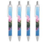 ERSTSNCK Lake Floating Black Ballpoint Pens Fine Point (0.5mm) Black Ink Pen Retractable Ball Point Pens with Comfortable Full Grip for Journaling, And Office Writing Ideal 4 PCS