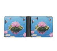 ERSTSNCK Lake Floating Wallet for Men Bifold Rfid Blocking Slim Money Clip Front Pocket Wallet Card Holder