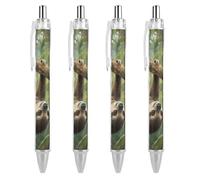 ERSTSNCK Lazy Sloth Black Ballpoint Pens Fine Point (0.5mm) Black Ink Pen Retractable Ball Point Pens with Comfortable Full Grip for Journaling, And Office Writing Ideal 4 PCS
