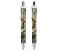 ERSTSNCK Lazy Sloth Black Ballpoint Pens Fine Point (0.5mm) Black Ink Pen Retractable Ball Point Pens with Comfortable Full Grip for Journaling, And Office Writing Ideal 2 PCS