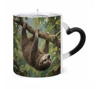 ERSTSNCK Lazy Sloth Color Changing Mug Heat Changing Coffee Mugs Funny Magic Cup Heat Sensitive Travel Mug Novelty Coffee Cups Personalized Customized Gift Idea for Men & Women 11 Oz