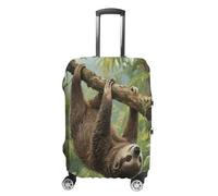 ERSTSNCK Lazy Sloth Luggage Suitcase Covers Elastic Washable Cute Luggage Protector Travel Suitcase Protective Cover For Adult (Fit 19-32 Inch Luggages) X-Large, white, S, Lazy Sloth