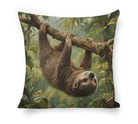 ERSTSNCK Lazy Sloth Pillow Covers 18"x18" Linen Throw Pillow Covers - Double Sided Decorative Square Cushion Cases for Sofa, Bed, Chair (No Insert Included)