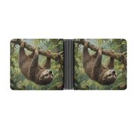 ERSTSNCK Lazy Sloth Wallet for Men Bifold Rfid Blocking Slim Money Clip Front Pocket Wallet Card Holder