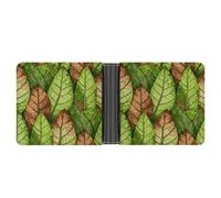 ERSTSNCK Leaf Vein Green Wallet for Men Bifold Rfid Blocking Slim Money Clip Front Pocket Wallet Card Holder