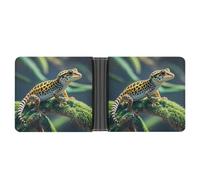 ERSTSNCK Leopard Little Gecko Wallet for Men Bifold Rfid Blocking Slim Money Clip Front Pocket Wallet Card Holder