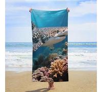 ERSTSNCK Leopard Shark Beach Towel Oversized 31" X 63" Absorbent Towels Quick Dry Pool Towel Lightweight Bath Towels Sandproof Beach Blanket for Gym Swimming Sports Travel Gifts