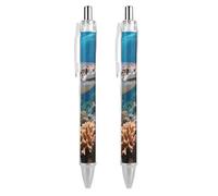 ERSTSNCK Leopard Shark Black Ballpoint Pens Fine Point (0.5mm) Black Ink Pen Retractable Ball Point Pens with Comfortable Full Grip for Journaling, And Office Writing Ideal 2 PCS