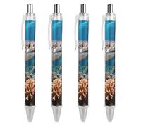 ERSTSNCK Leopard Shark Black Ballpoint Pens Fine Point (0.5mm) Black Ink Pen Retractable Ball Point Pens with Comfortable Full Grip for Journaling, And Office Writing Ideal 4 PCS