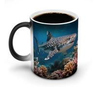 ERSTSNCK Leopard Shark Color Changing Mug 11 Oz Heat Changing Coffee Mugs Funny Magic Cup Heat Sensitive Ceramics Mug Novelty Coffee Cups Personalized Customized Gift Idea for Men & Women