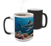 ERSTSNCK Leopard Shark Color Changing Mug Heat Changing Coffee Mug Funny Magic Cup Heat Sensitive Travel Mugs Novelty Coffee Cups Personalized Customized Gift for Men Women 11 Oz