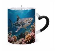 ERSTSNCK Leopard Shark Color Changing Mug Heat Changing Coffee Mugs Funny Magic Cup Heat Sensitive Travel Mug Novelty Coffee Cups Personalized Customized Gift Idea for Men & Women 11 Oz