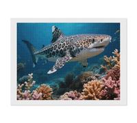 ERSTSNCK Leopard Shark Diamond Painting Kits for Adults 12"x16" 5D Diamond Art Kits for Beginners DIY Full Drill Round Diamonds Gem Art Crafts Painting for Home Wall Decor