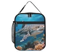 ERSTSNCK Leopard Shark Lunch Bag for Adults Reusable Insulated Lunchbox Leakproof Small Lunch Box Tote for Men & Women Portable Food Cooler Bag for Work, Office, Picnics