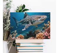 ERSTSNCK Leopard Shark Wall Decor For Living Room Large Canvas Wall Art For Bedroom Modern Office Pictures Wall Artwork Landscape Paintings Canvas Art Prints Home Decorations 18x12inch(45x30cm)
