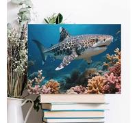 ERSTSNCK Leopard Shark Wall Decor For Living Room Large Canvas Wall Art For Bedroom Modern Office Pictures Wall Artwork Landscape Paintings Canvas Art Prints Home Decorations 16x12inch(40x30cm)