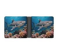 ERSTSNCK Leopard Shark Wallet for Men Bifold Rfid Blocking Slim Money Clip Front Pocket Wallet Card Holder