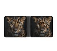 ERSTSNCK Leopard Wallet for Men Bifold Rfid Blocking Slim Money Clip Front Pocket Wallet Card Holder