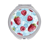 ERSTSNCK Light Blue Pattern Compact Mirror for Purse, Double-Sided 1x/2x Magnifying Metal Pocket Makeup Mirrors, Folding Mini Vanity Mirror, Handheld Round Travel Cosmetic Mirrors for Women