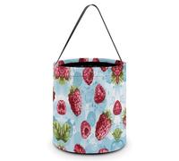 ERSTSNCK Light Blue Pattern Halloween Candy Buckets Reusable Tote Candy Bag - Trick Or Treat Goody Bag with Handles