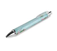 ERSTSNCK Light Blue Style Flowers Black Ballpoint Pens Fine Point (0.5mm) Black Ink Pen Retractable Ball Point Pens with Comfortable Full Grip for Journaling, And Office Writing Ideal 1 PCS