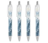 ERSTSNCK Light Gray Gradient Black Ballpoint Pens Fine Point (0.5mm) Black Ink Pen Retractable Ball Point Pens with Comfortable Full Grip for Journaling, And Office Writing Ideal 4 PCS