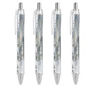 ERSTSNCK Light Gray Pine Black Ballpoint Pens Fine Point (0.5mm) Black Ink Pen Retractable Ball Point Pens with Comfortable Full Grip for Journaling, And Office Writing Ideal 4 PCS