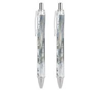 ERSTSNCK Light Gray Pine Black Ballpoint Pens Fine Point (0.5mm) Black Ink Pen Retractable Ball Point Pens with Comfortable Full Grip for Journaling, And Office Writing Ideal 2 PCS