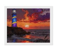 ERSTSNCK Lighthouse on The Seaside Diamond Painting Kits for Adults 16"x20" 5D Diamond Art Kits for Beginners DIY Full Drill Round Diamonds Gem Art Crafts Painting for Home Wall Decor