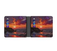 ERSTSNCK Lighthouse on The Seaside Wallet for Men Bifold Rfid Blocking Slim Money Clip Front Pocket Wallet Card Holder