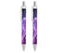 ERSTSNCK Lightning Wolves Black Ballpoint Pens Fine Point (0.5mm) Black Ink Pen Retractable Ball Point Pens with Comfortable Full Grip for Journaling, And Office Writing Ideal 2 PCS
