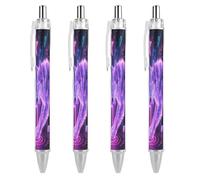 ERSTSNCK Lightning Wolves Black Ballpoint Pens Fine Point (0.5mm) Black Ink Pen Retractable Ball Point Pens with Comfortable Full Grip for Journaling, And Office Writing Ideal 4 PCS