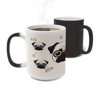 ERSTSNCK Line Pug Color Changing Mug Heat Changing Coffee Mug Funny Magic Cup Heat Sensitive Travel Mugs Novelty Coffee Cups Personalized Customized Gift for Men Women 11 Oz