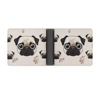 ERSTSNCK Line Pug Wallet for Men Bifold Rfid Blocking Slim Money Clip Front Pocket Wallet Card Holder